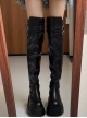 Cool Daily Versatile Black Belt Buckle Knee Korean Fashion Punk Style Heightening Thick Sole Long Boots