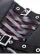 Punk Style Unique Red Plaid Splicing Exquisite Lace Straps Metal Buckle Daily Black Pleated High Waist Skirt