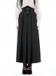 Gothic Style Retro Exquisite Embroidery Unique Metal Special Shaped Buckle Elegant Black Waist Long Skirt