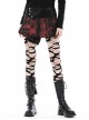 Punk Style Unique Leather Splicing Cool Metal Rivets Decorated Personalized Red Tie Dye Mini Pleated Skirt