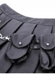 Punk Style Rock PU Leather Metal Chain Personalized Waist Bag Decoration Cool Black Pleated Mini Skir