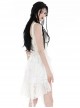 Gothic Style Exquisite Layered Lace Irregular Hem Short Tail Design Elegant Pure White Cake Skirt
