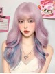 Idol Dreamy Girl Group Blue And Pink Hanging Ear Dyed Long Curly Hair Cute Sweet Lolita Full Head Wig
