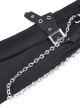 Punk Style Cool Metal Pin Chain Decorated Thighs Personalized Hollow Black Slim Bell Bottom Trousers
