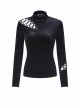 Punk Style Luxury Velvet Personalized Side Shoulder Cutout Cross Lace Up Black Slim Long Sleeves T Shirt