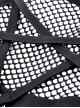 Punk Style Star Net Woven Mesh Stitching Leather Straps Metal Rivets Cool Black Sleeveless T Shirt