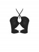 Punk Style Personalized Metal Cross Decorated Cross Strap Black Sexy Midriff Baring Halter Top