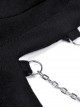 Punk Style Square Collar Chest Metal Chain Decoration Sexy Black Knit Halterneck Short Sleeves Top