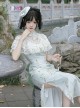 Painting Screen Series Elegant Green Chinese Style Lace Cloud Shoulder Printed Improved Hanfu Classic Lolita Long Cheongsam