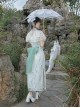 Painting Screen Series Elegant Green Chinese Style Lace Cloud Shoulder Printed Improved Hanfu Classic Lolita Long Cheongsam