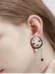 Sweet Cool Handmade Resin Art Gifts Dark Black Witch Face Sterling Silver Pearl Gothic Lolita Ear Studs
