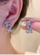 Colorful Candy Series Cute Delicate Alloy Silver Pin Maiden Pink Imitation Diamond Zirconia Sweet Lolita Earrings
