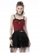 Punk Style Cool Metal Death Decorated Stretch Knit Personalized Black Red Striped Suspender Top