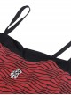 Punk Style Cool Metal Death Decorated Stretch Knit Personalized Black Red Striped Suspender Top