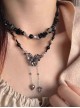 New Chinese Style Brown Earth Tones Ribbon Beaded Stone Ethnic Style Fairy Butterfly Kawaii Fashion Sweater Chain Necklace