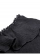 Gothic Style Witch Ruffle Metal Star Moon Decorated Lapel Lace Ripped Trumpet Sleeves Black Sexy Short Top