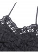 Gothic Style Gorgeous Pleated Jacquard Delicate Embroidered Flower Lace Sexy Black Halter Neck Slim Top