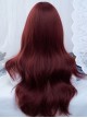 Raspberry Red Fashion Internet Celebrity Popular Flat Bangs Long Curly Hair Sweet Lolita Full Head Wig