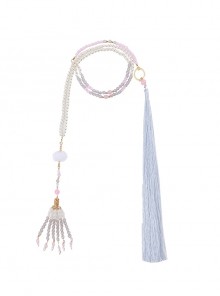 Painting Screen Series Chinese Style Classic Lolita Pink Blue Purple Bead White Jade Tassel Long Chain Necklace
