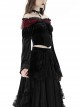 Gothic Style Luxury Velvet Exquisite Red Lace Cross Straps Elegant One Shoulder Black Trumpet Sleeves Top