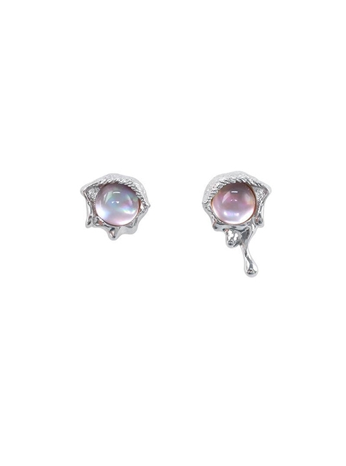 Mermaid Tear Series Dreamy Colorful Asymmetrical Design Pink Blue Sweet Lolita Premium 925 Silver Needle Earrings