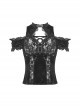 Gothic Style Exquisite Embroidered Lace Retro Metal Plate Buckle Black Velvet Hollow Sleeveless Top