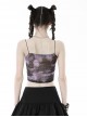 Punk Style Exquisite Black Chest Lace Stitching Personalized Purple Black Tie Dye Sexy Suspender Top