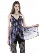 Punk Style Exquisite Lace Sexy Slightly See Through Tulle Black Purple Tie Dye Suspender Dress