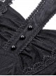 Gothic Style Retro Stand Collar Palace Puff Sleeves Exquisite Lace Stitching Black Short Sleeves Top