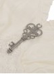 Punk Style Retro V Neck Metal Key Embellished Delicate Lace Ruffled Beige Trumpet Large Sleeves Top