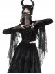 Gothic Style Luxury Velvet Gorgeous Sexy Multi Layered Cobweb Lace Exquisite Straps Black Long Sleeves Top