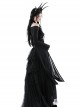 Punk Style Sexy One Shoulder Personalized Hollow Slightly See Through Black Mesh Trumpet Large Sleeves Top