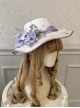 Grape Hyacinth Series Elegant Flower Bush Plant Spike Pastoral Style Wavy Brim Satin Bowknot Round Hat