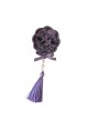 Grape Hyacinth Series Elegant Ribbon Bowknot Pearl Tassel Pendant Classic Lolita Embroidered Badge