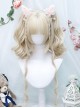 Natural Flat Bangs Cute Tiger Mouth Clip Double Ponytail Twist Braids Curly Hair Sweet Lolita Wig