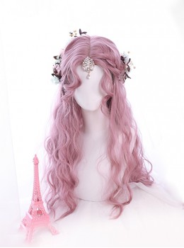 Elegant Sweet Princess Style Soft Girl Mid Split Rippled Sideburns Long Curly Hair Classic Lolita Full Head Wig