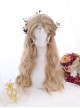 Elegant Sweet Princess Style Soft Girl Mid Split Rippled Sideburns Long Curly Hair Classic Lolita Full Head Wig