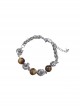 Daily Versatile Cool Punk Style Natural Brown Tiger Eye Stone Spliced Titanium Steel Bracelet