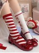 Two Color Asymmetrical Stripe Polka Dots Bear Bowknot Heart Shape Print Sweet Lolita Calf Socks