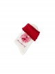 Spring Summer Cute Red Wide Fold Side Strawberry Print Plaid Pattern Bowknot Sweet Lolita Short Cotton Socks
