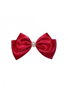 Korean Girl Group Style Ponytail Holder Pearl Diamond Decoration Big Red Bowknot Kawaii Fashion Hair Clip