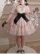 Changan Ballad Series Chinese Style Button Sweet Lolita Lace Embroidery Stand Collar Cheongsam Puff Sleeve Dress