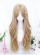 Internet Celebrity Daily Versatile Mid Split Bangs Milk Tea Blonde Long Curly Hair Classic Lolita Full Head Wig