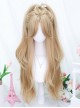 Internet Celebrity Daily Versatile Mid Split Bangs Milk Tea Blonde Long Curly Hair Classic Lolita Full Head Wig