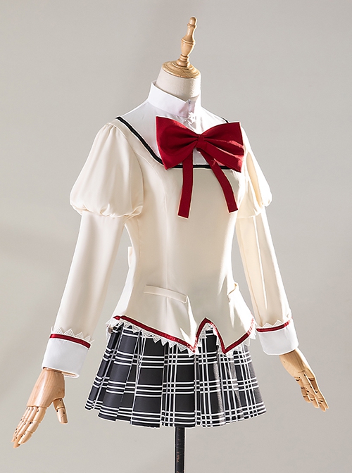 Puella Magi Madoka Magica Halloween Cosplay Madoka Kaname School Uniforms Costume Updated Version Full Set