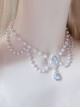 Versatile Daily Baroque Silver Bead Chain Pearls Collarbone Chain Silver Gemstone Classic Lolita Necklace