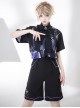 College Style Ouji Fashion Black Simple Commute Retro Striped Playing Card Elements Loose Short Pants