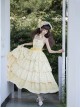 Sunny Flower Series Bright Yellow Summer Classic Lolita Pastoral Style Embroidery Print Four Sections Large Hem Dress
