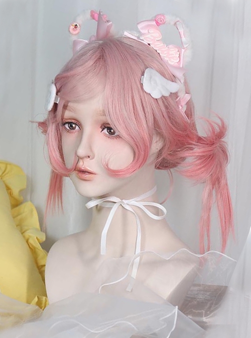 Sleepwalking Sweetheart Series Pink White Gradient Hottie Style Y2K Curly Jellyfish Head Short Hair Sweet Lolita Wig