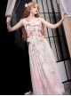 Chinese Style Fairy Calligraphy Print Pink Peach Blossom Ballet Ribbon Camisole Puff Sleeves Long Skirt Kawaii Fashion Set